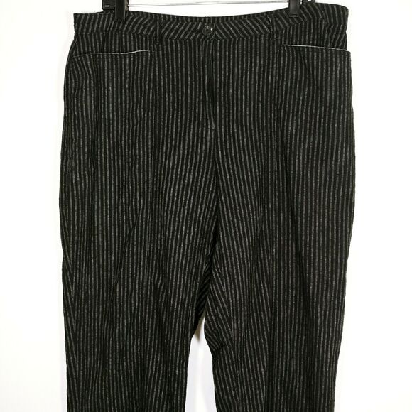 Sundance Catalog Linen Blend pants Trousers black white stripe Size 14 plus - Picture 1 of 4